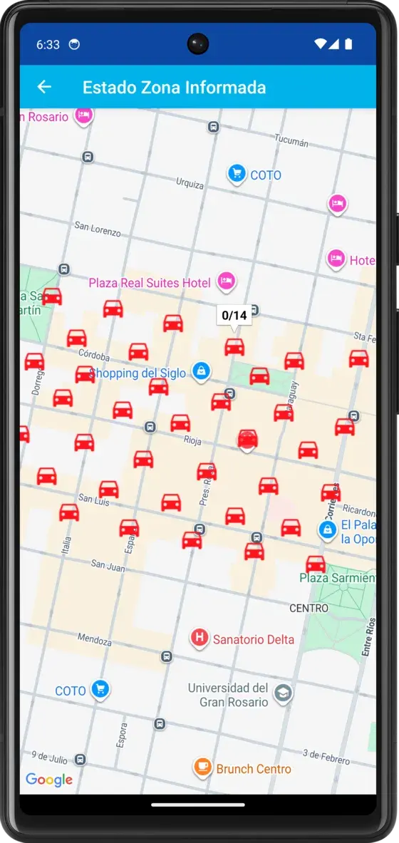 App de conductores con el mapa de lugares libres por cuadra